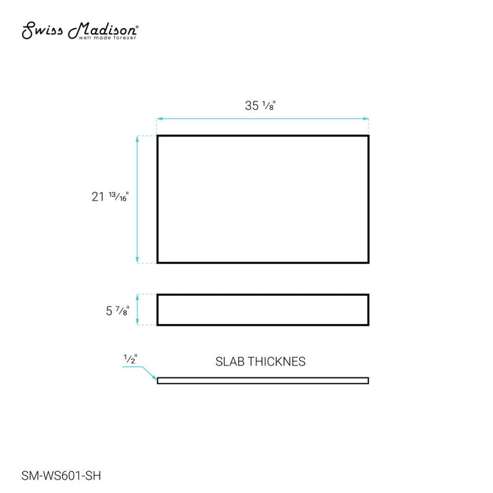 Swiss Madison Monaco 36" Floating Bathroom Shelf in Glossy White (SM-VS252) - SM-WS601-SH