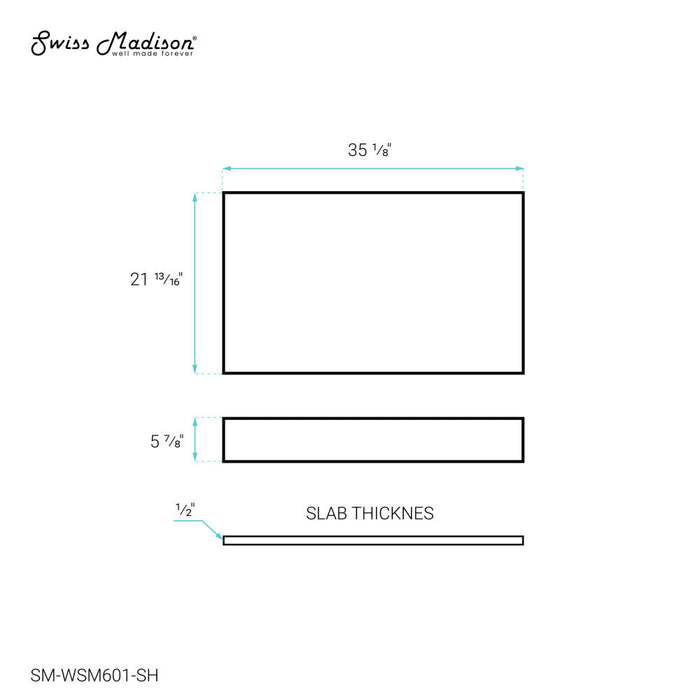 Swiss Madison Monaco 36" Floating Bathroom Shelf in White Marble (SM-VS252) - SM-WSM601-SH