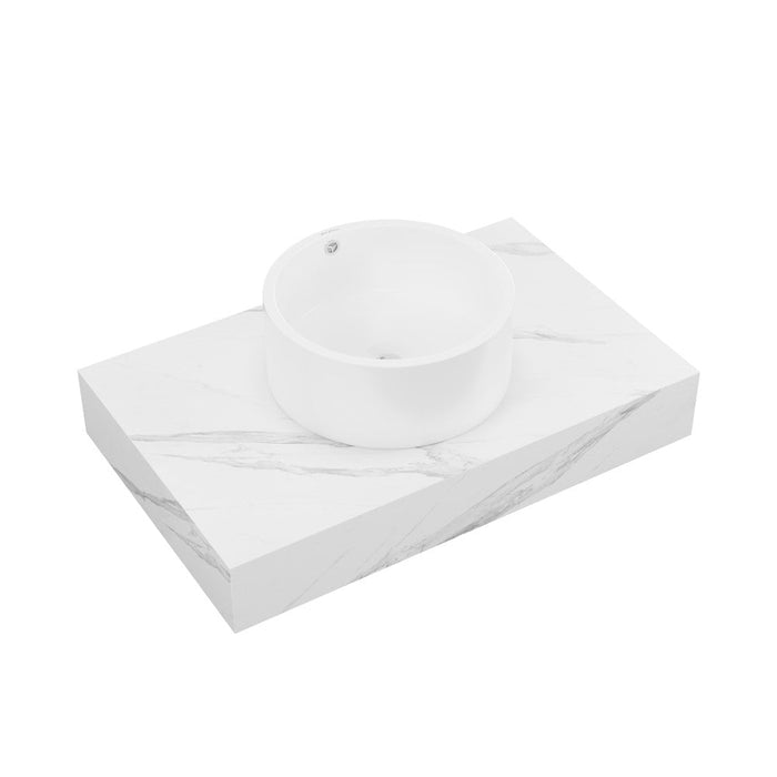 Swiss Madison Monaco 36" Floating Bathroom Shelf with Vessel Sink in White Marble - SM-WSM601