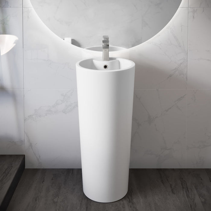 Swiss Madison Monaco Circular Basin Pedestal Sink in Matte White - SM-PS307MW