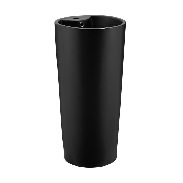 Swiss Madison Monaco Circular Basin Pedestal Sink, Matte Black - SM-PS307MB