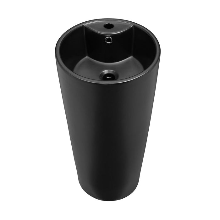 Swiss Madison Monaco Circular Basin Pedestal Sink, Matte Black - SM-PS307MB