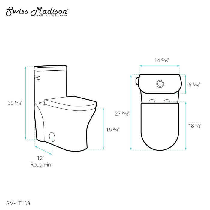 Swiss Madison Monaco One-Piece Elongated Left Side Flush Handle Toilet 1.28 gpf - SM-1T109