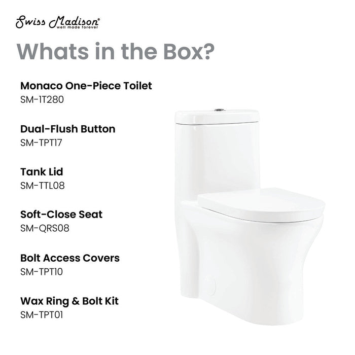 Swiss Madison Monaco One-Piece Elongated Toilet Dual Flush 1.1/1.6 gpf with 10" Rough in - SM-1T280