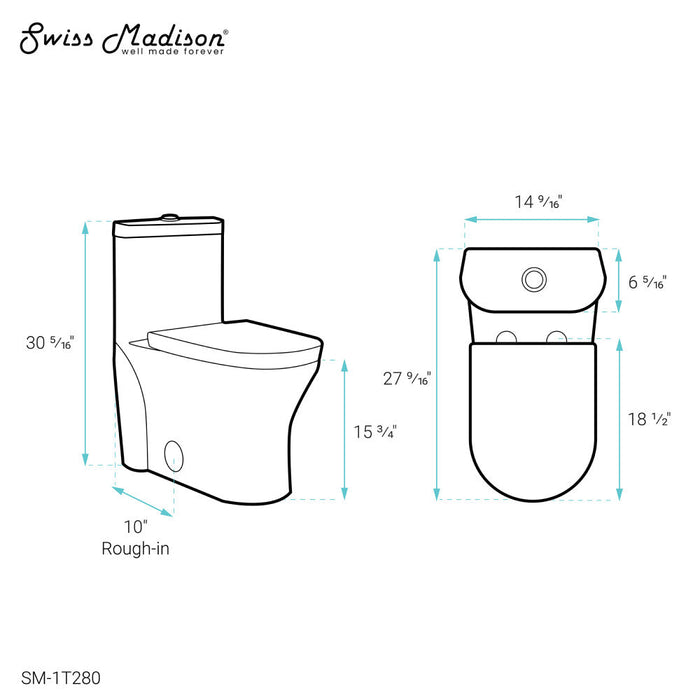 Swiss Madison Monaco One-Piece Elongated Toilet Dual Flush 1.1/1.6 gpf with 10" Rough in - SM-1T280