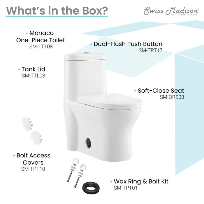 Swiss Madison Monaco One-Piece Elongated Toilet Dual-Flush 1.1/1.6 gpf - SM-1T108