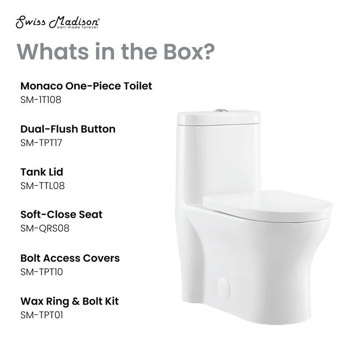 Swiss Madison Monaco One-Piece Elongated Toilet Dual-Flush 1.1/1.6 gpf - SM-1T108