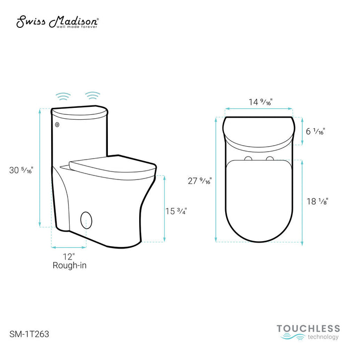 Swiss Madison Monaco One-Piece Elongated Toilet Dual-Flush 1.1/1.6 gpf, Touchless - SM-1T263