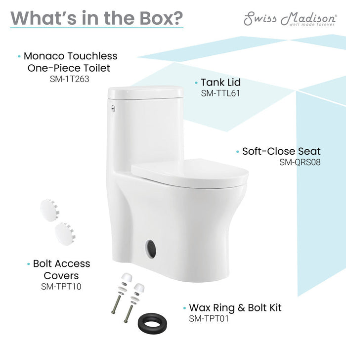 Swiss Madison Monaco One-Piece Elongated Toilet Dual-Flush 1.1/1.6 gpf, Touchless - SM-1T263