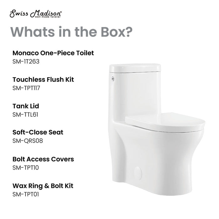 Swiss Madison Monaco One-Piece Elongated Toilet Dual-Flush 1.1/1.6 gpf, Touchless - SM-1T263