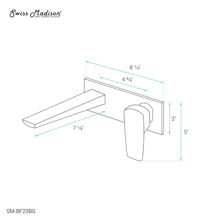 Swiss Madison Monaco Single-Handle, Wall-Mount, Bathroom Faucet in Brushed Gold - SM-BF23BG