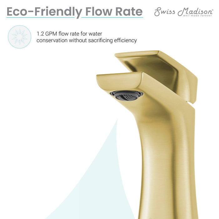 Swiss Madison Monaco Single Hole, Single-Handle, Bathroom Faucet in Brushed Gold - SM-BF20BG