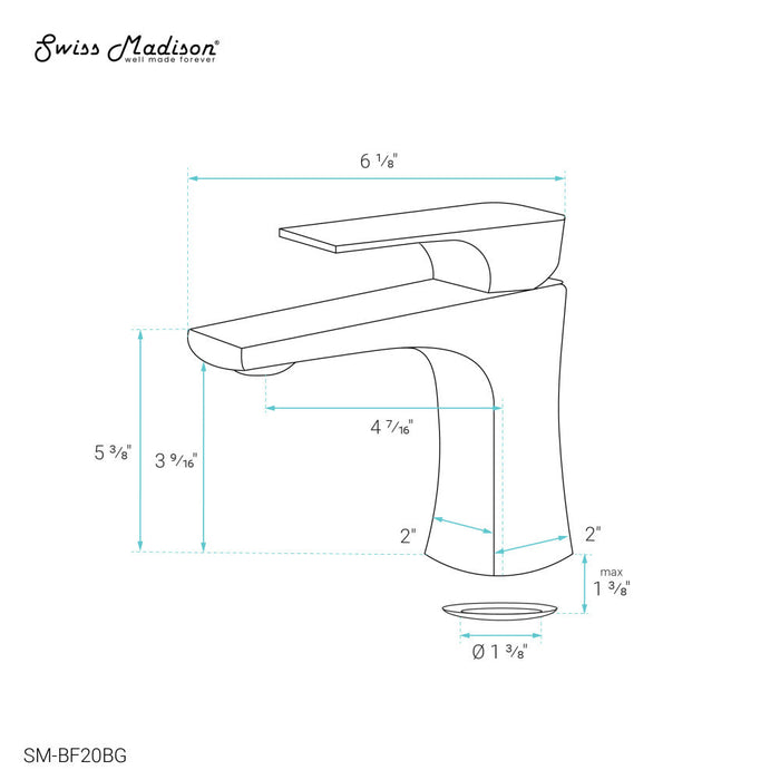 Swiss Madison Monaco Single Hole, Single-Handle, Bathroom Faucet in Brushed Gold - SM-BF20BG