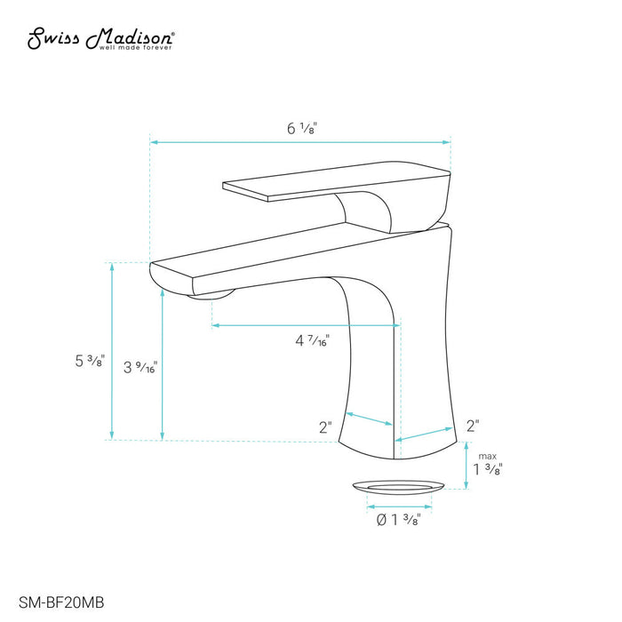 Swiss Madison Monaco Single Hole, Single-Handle, Bathroom Faucet in Matte Black - SM-BF20MB