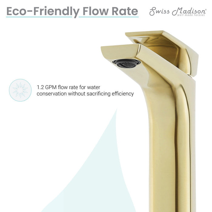 Swiss Madison Monaco Single Hole, Single-Handle, High Arc Bathroom Faucet in Brushed Gold - SM-BF21BG