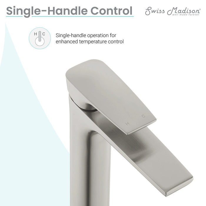 Swiss Madison Monaco Single Hole, Single-Handle, High Arc Bathroom Faucet in Brushed Nickel - SM-BF21BN