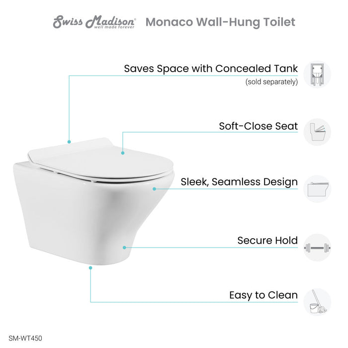 Swiss Madison Monaco Wall-Hung Round Toilet Bowl - SM-WT460