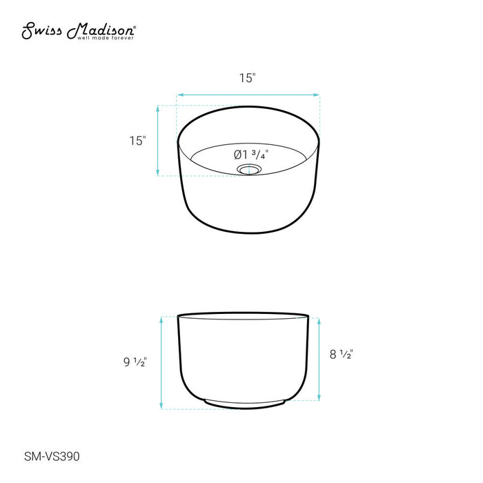 Swiss Madison Calice 15'' Vessel Sink in White - SM-VS390