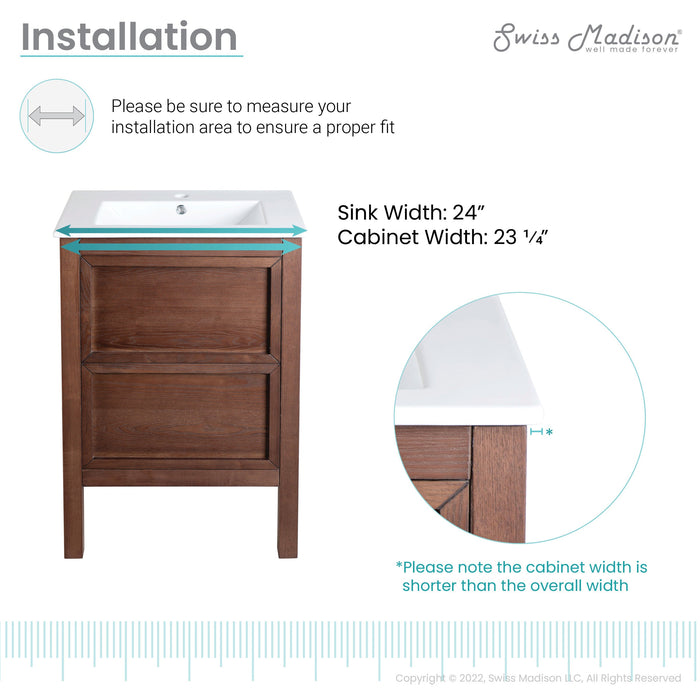 Swiss Madison Nadar 24" Bathroom Vanity in Walnut - SM-BV371WN