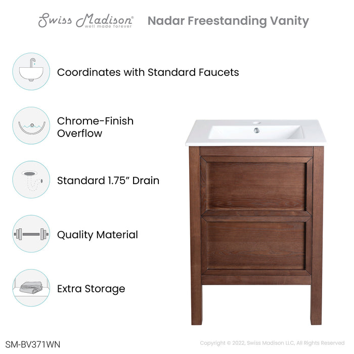 Swiss Madison Nadar 24" Bathroom Vanity in Walnut - SM-BV371WN