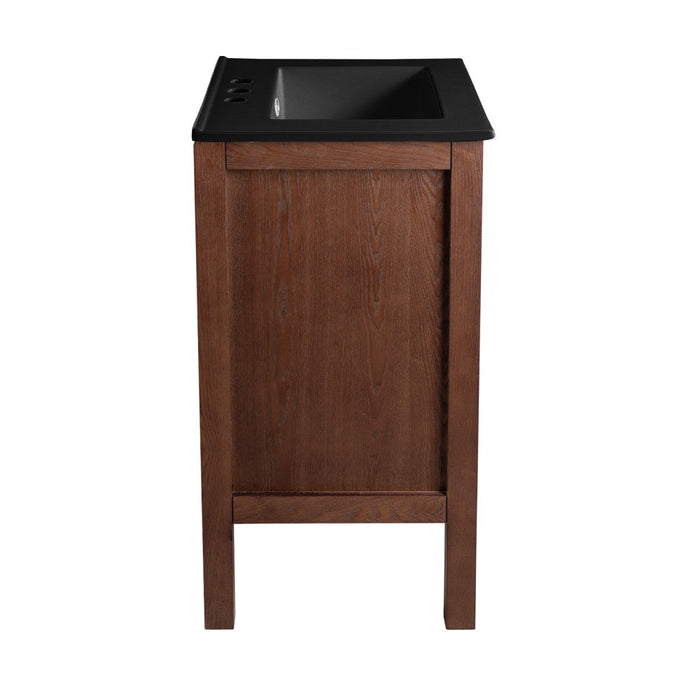 Swiss Madison Nadar 24 in. Brown Walnut Bathroom Vanity With Black, 3-Hole Ceramic Sink Top - SM-BV371WN-3MB