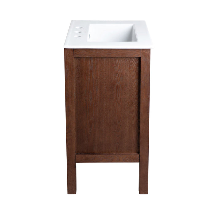 Swiss Madison Nadar 24 in. Brown Walnut Bathroom Vanity With White, 3-Hole Ceramic Sink Top - SM-BV371WN-3