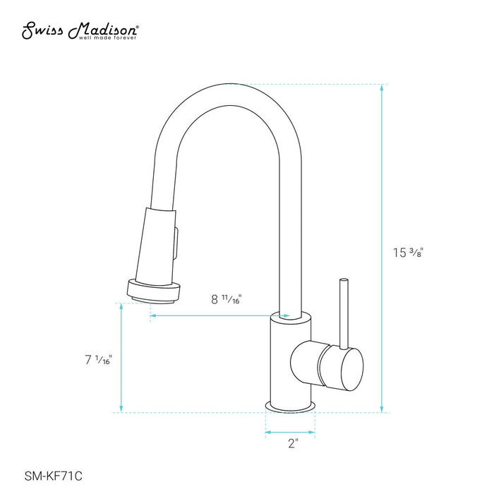 Swiss Madison Nouvet Single Handle, Pull-Down Kitchen Faucet in Chrome - SM-KF71C