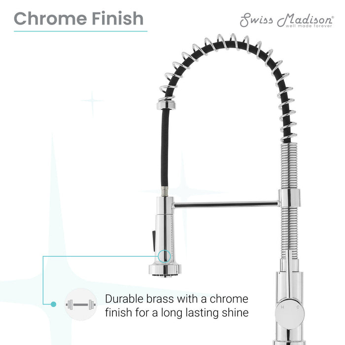 Swiss Madison Nouvet Single Handle, Pull-Down Kitchen Faucet in Chrome - SM-KF70C