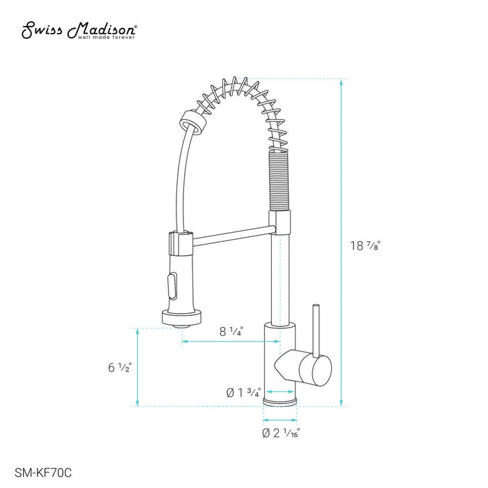 Swiss Madison Nouvet Single Handle, Pull-Down Kitchen Faucet in Chrome - SM-KF70C