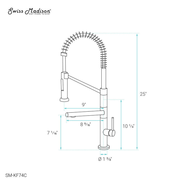 Swiss Madison Novuet Single Handle, Pull-Down Kitchen Faucet with Pot Filler in Chrome - SM-KF74C