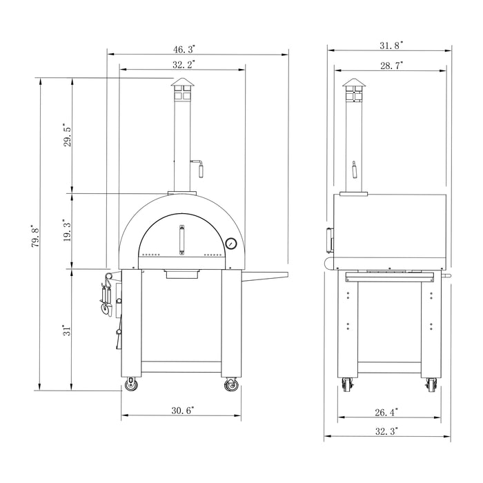 Empava Outdoor Wood Fired Pizza Oven With Side Table EMPV-PG05