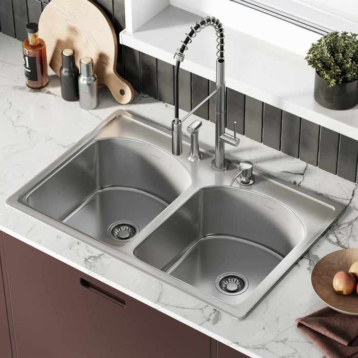 Swiss Madison Ouvert 33 x 22 Stainless Steel, Dual Basin, Top-Mount Kitchen Sink - SM-KT661