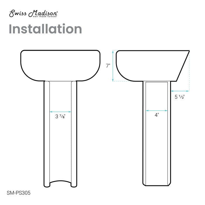 Swiss Madison Chateau Pedestal Bathroom Sink Round Single Faucet Hole - SM-PS305