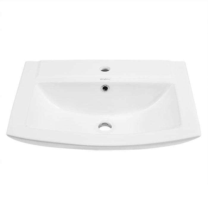 Swiss Madison Sublime Two-Piece Glossy White Ceramic Rectangular Pedestal Sink - SM-PS306