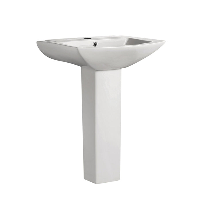 Swiss Madison Sublime Two-Piece Glossy White Ceramic Rectangular Pedestal Sink - SM-PS306