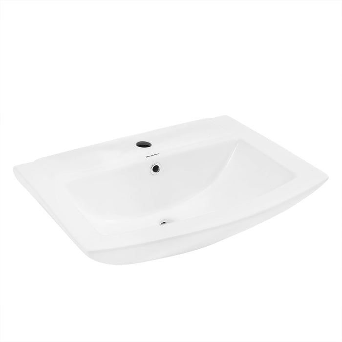 Swiss Madison Sublime Two-Piece Glossy White Ceramic Rectangular Pedestal Sink - SM-PS306