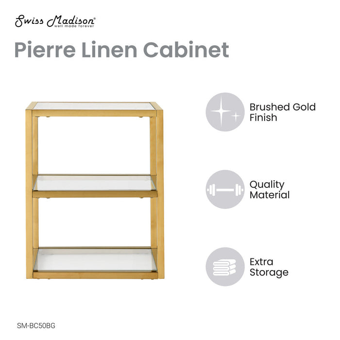 Swiss Madison Pierre 16"x20"x10" Wall-Mounted Linen Cabinet in Brushed Gold - SM-BC50BG