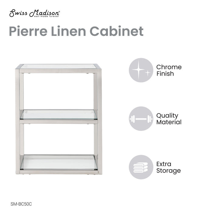 Swiss Madison Pierre 16"x20"x10" Wall-Mounted Linen Cabinet in Chrome - SM-BC50C