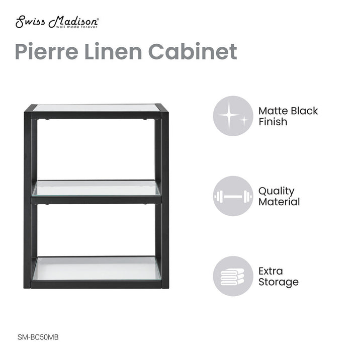 Swiss Madison Pierre 16"x20"x10" Wall-Mounted Linen Cabinet in Matte Black - SM-BC50MB