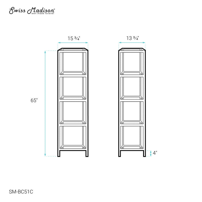 Swiss Madison Pierre 16"x65"x14" Freestanding Linen Cabinet in Chrome - SM-BC51C