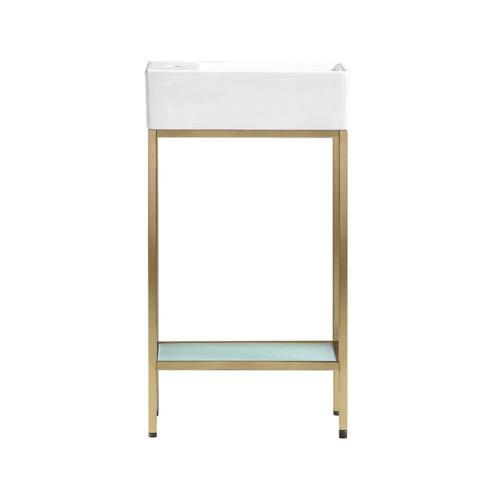 Swiss Madison Pierre 19.5 Single, Freestanding, Open Shelf, Gold Metal Frame Bathroom Vanity - SM-BV70G