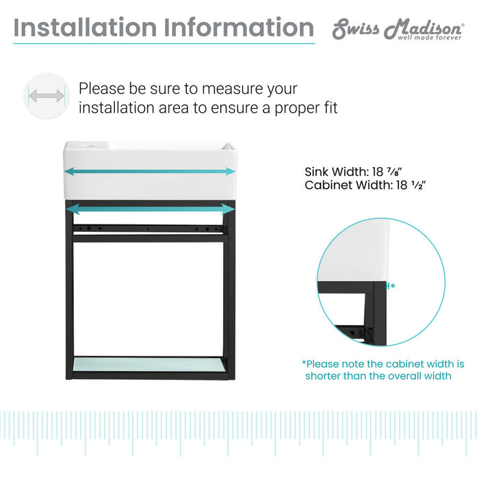 Swiss Madison Pierre 19.5 Single, Metal Frame, Open Shelf, Bathroom Vanity - SM-BV551