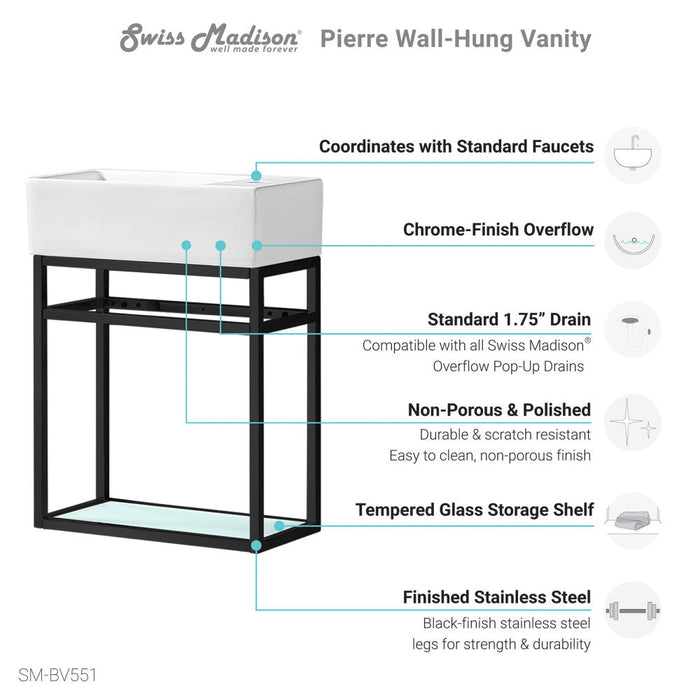 Swiss Madison Pierre 19.5 Single, Metal Frame, Open Shelf, Bathroom Vanity - SM-BV551