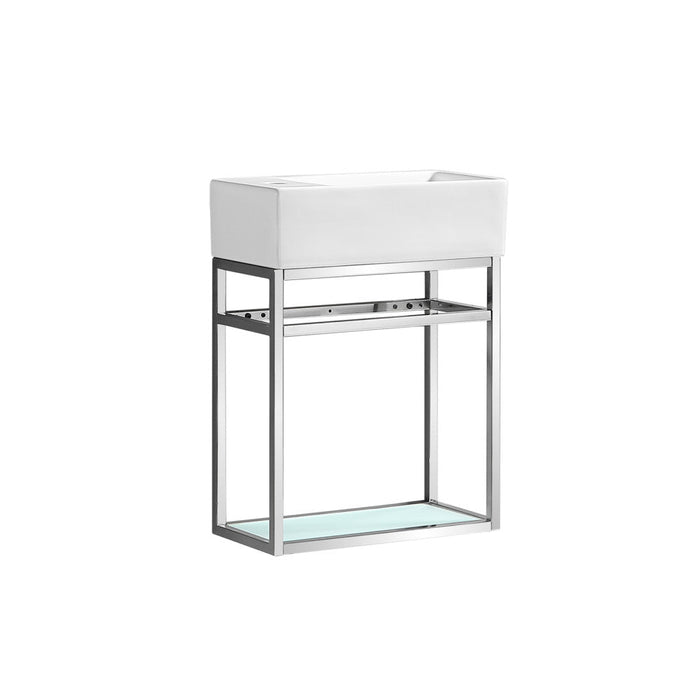 Swiss Madison Pierre 19.5 Single, Open Shelf, Chrome Metal Frame Bathroom Vanity - SM-BV551C