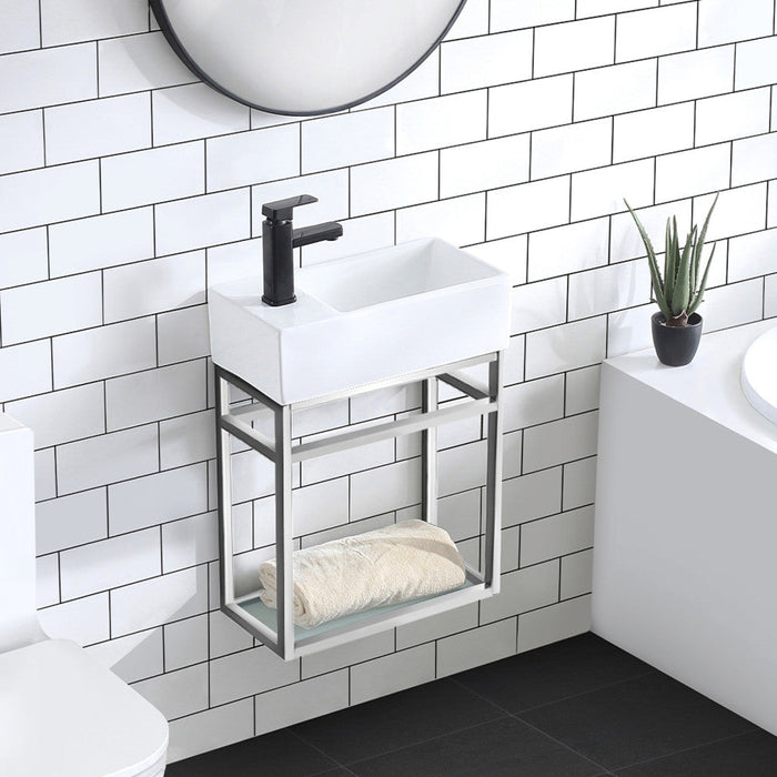 Swiss Madison Pierre 19.5 Single, Open Shelf, Chrome Metal Frame Bathroom Vanity - SM-BV551C