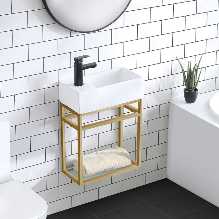 Swiss Madison Pierre 19.5 Single, Open Shelf, Gold Metal Frame Bathroom Vanity - SM-BV551G