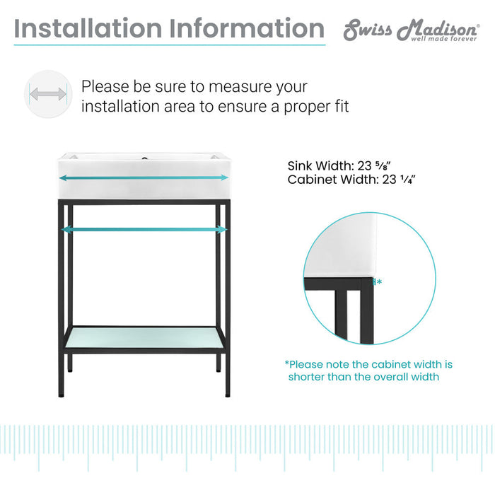 Swiss Madison Pierre 24 Single, Freestanding, Matte Black Metal Frame Bathroom Vanity - SM-BV71MB