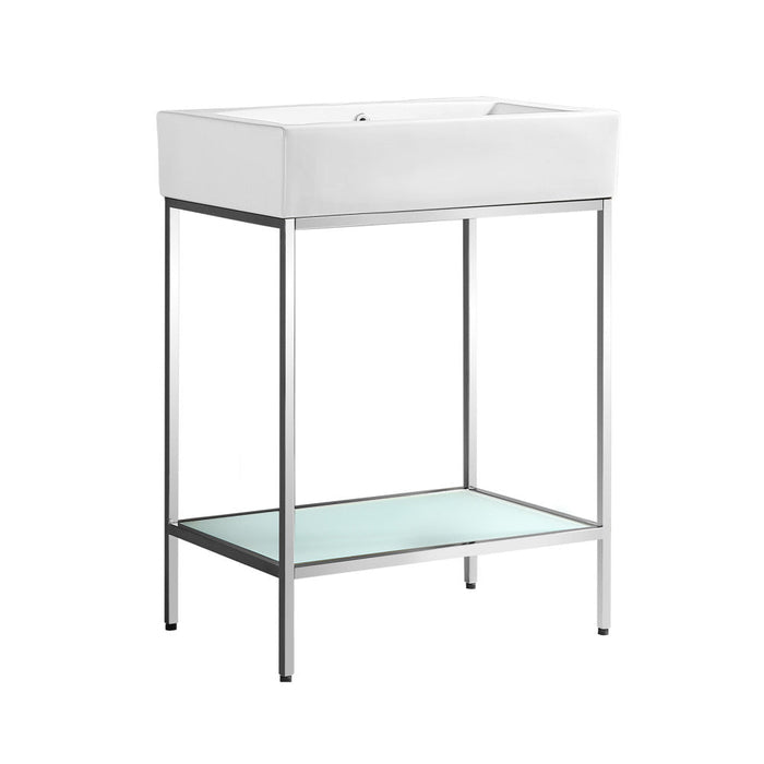 Swiss Madison Pierre 24 Single, Freestanding, Open Shelf, Chrome Metal Frame Bathroom Vanity - SM-BV71C