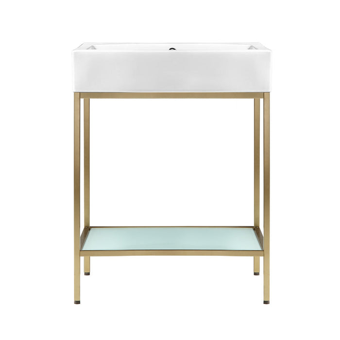 Swiss Madison Pierre 24 Single, Freestanding, Open Shelf, Gold Metal Frame Bathroom Vanity - SM-BV71G