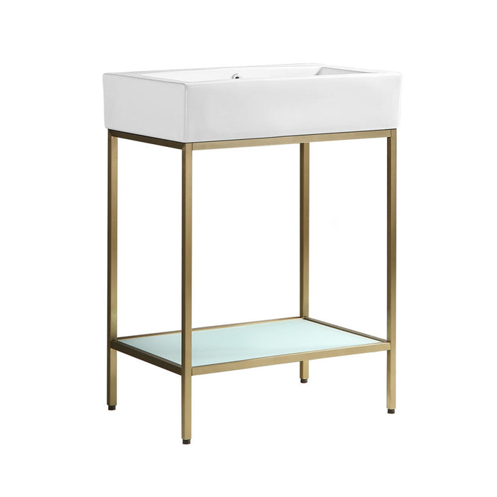 Swiss Madison Pierre 24 Single, Freestanding, Open Shelf, Gold Metal Frame Bathroom Vanity - SM-BV71G